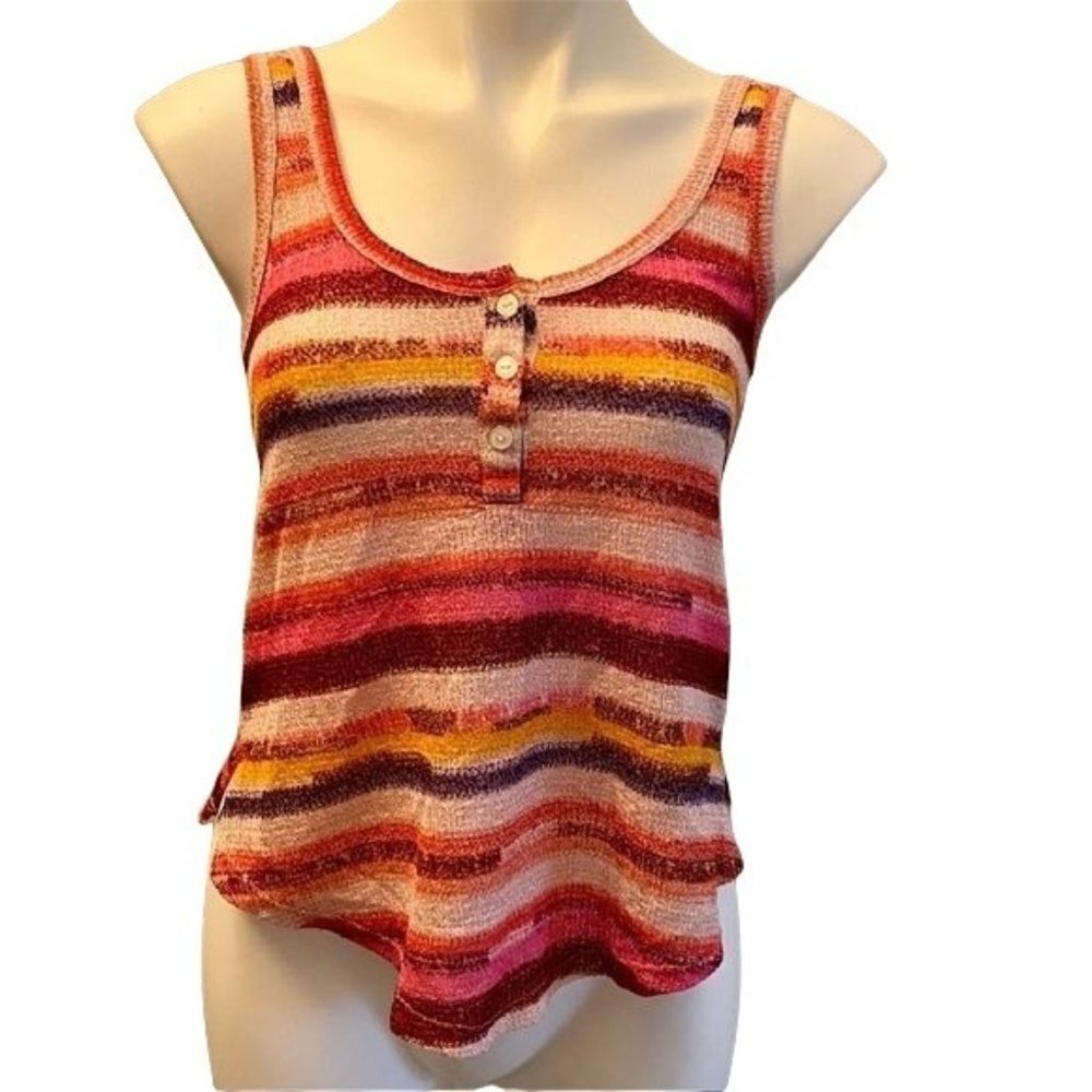 Liberty Love Colorful Striped Polyester Sleeveless Top Small